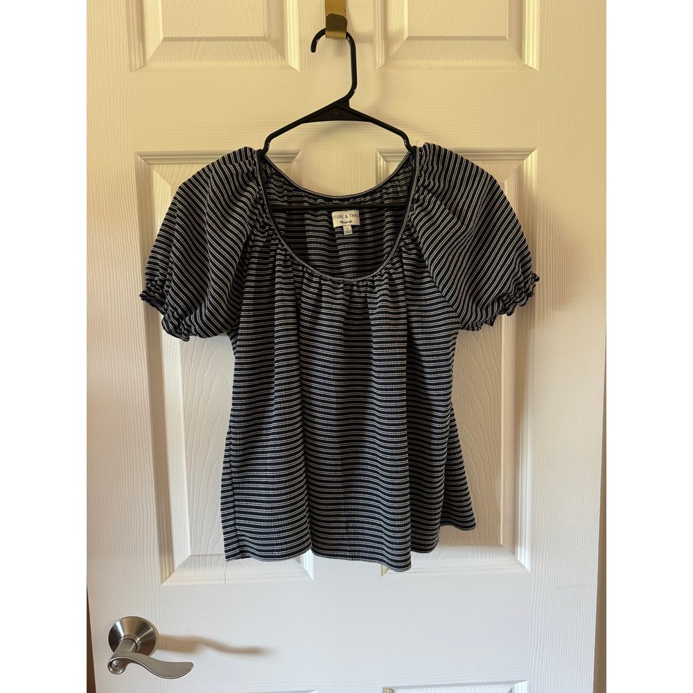 Texture & Thread Peasant Top In Stripe Size Small - image 2